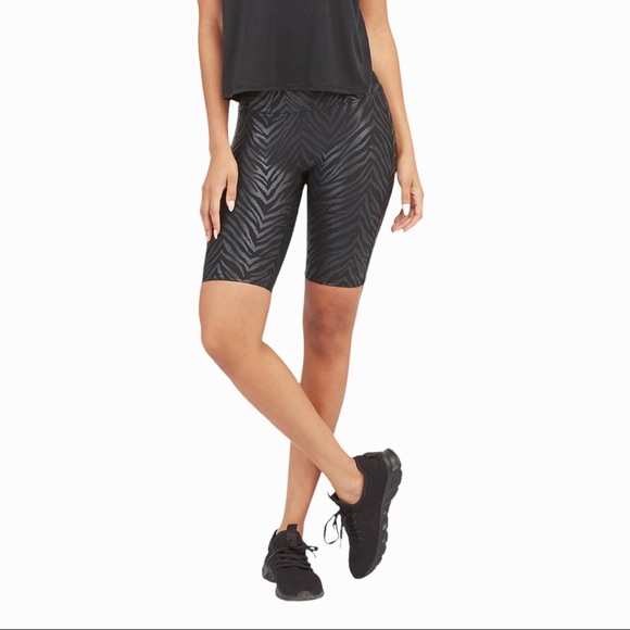 Spanx Faux Leather Bike Short in Metallic Zebra - Picture 3 of 6